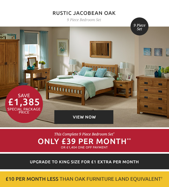 Rustic Jacobean Oak - 9 Piece Bedroom Set
