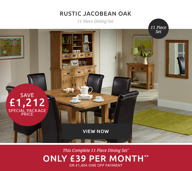 Rustic Jacobean Oak - 11 Piece Dining Set